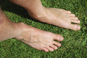Pair of feet on grass